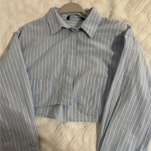 Zara Light Blue Striped Shirt